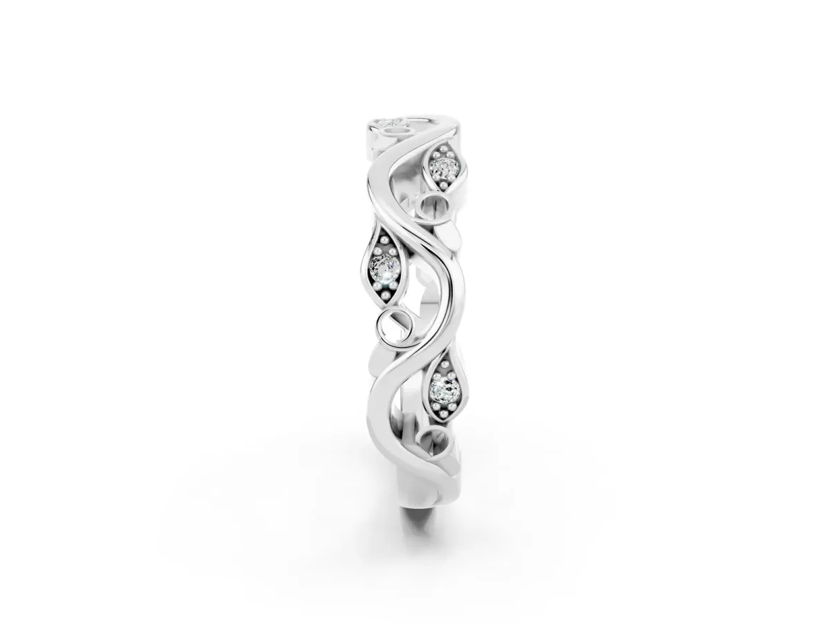 Marquise Moissanite Vine Eternity Band with Bezel Setting Silver