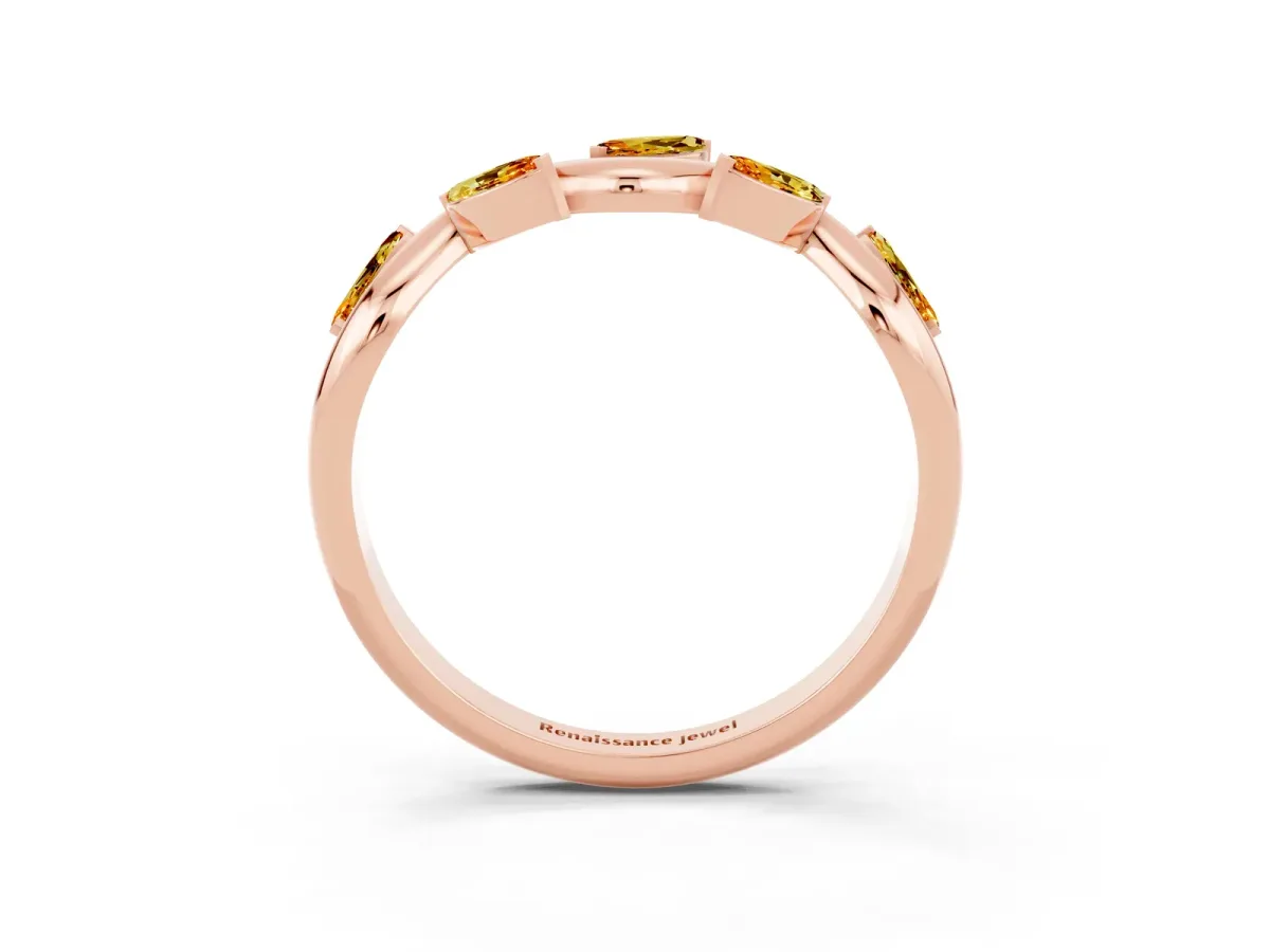 Marquise Citrine Twisted Band with Prong Setting Rose gold
