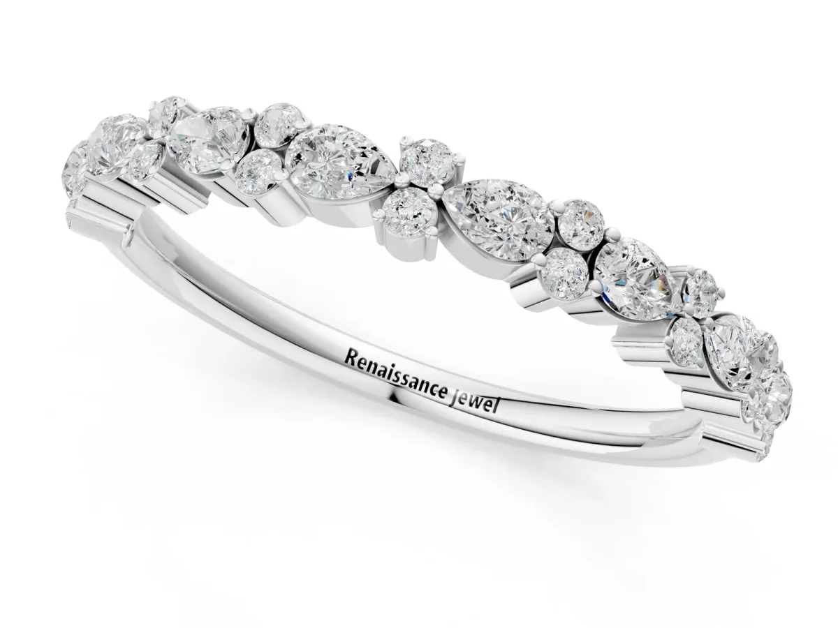 Pear and Round Diamond Wedding Band Platinum