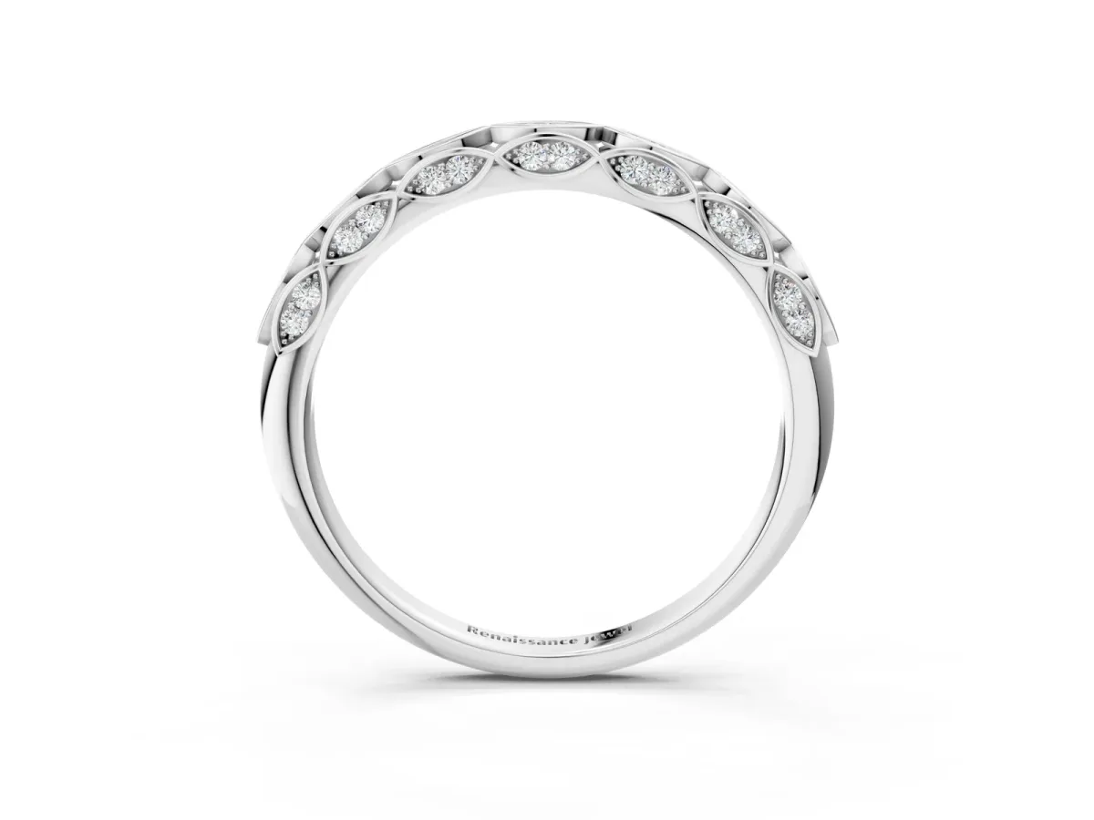 Marquise Diamond Eternity Band with Pavé and Bezel Setting Silver