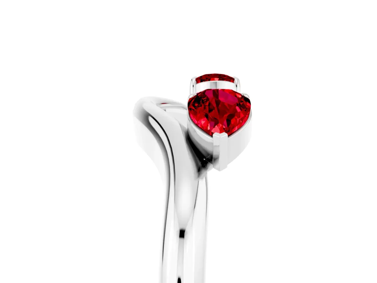 Pear Cut Ruby Two-Stone Open Band Ring with Prong Setting Silver