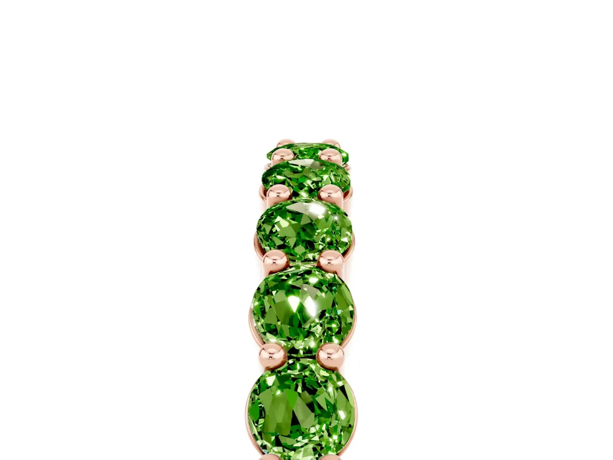 Round Peridot Half Eternity Band with Prong Setting Rose gold