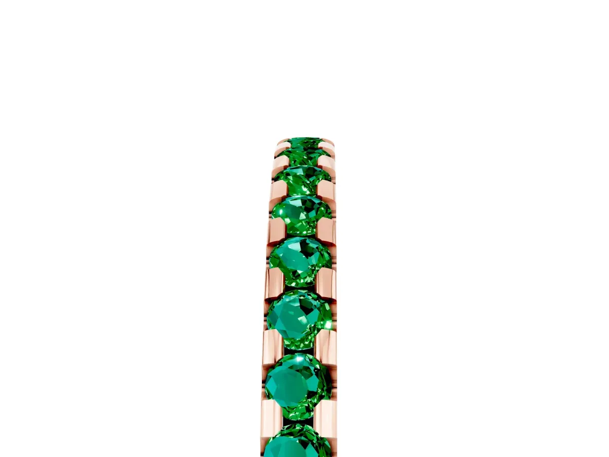 Round Emerald Pavé Set Eternity Band with Micro Prong Setting Rose gold