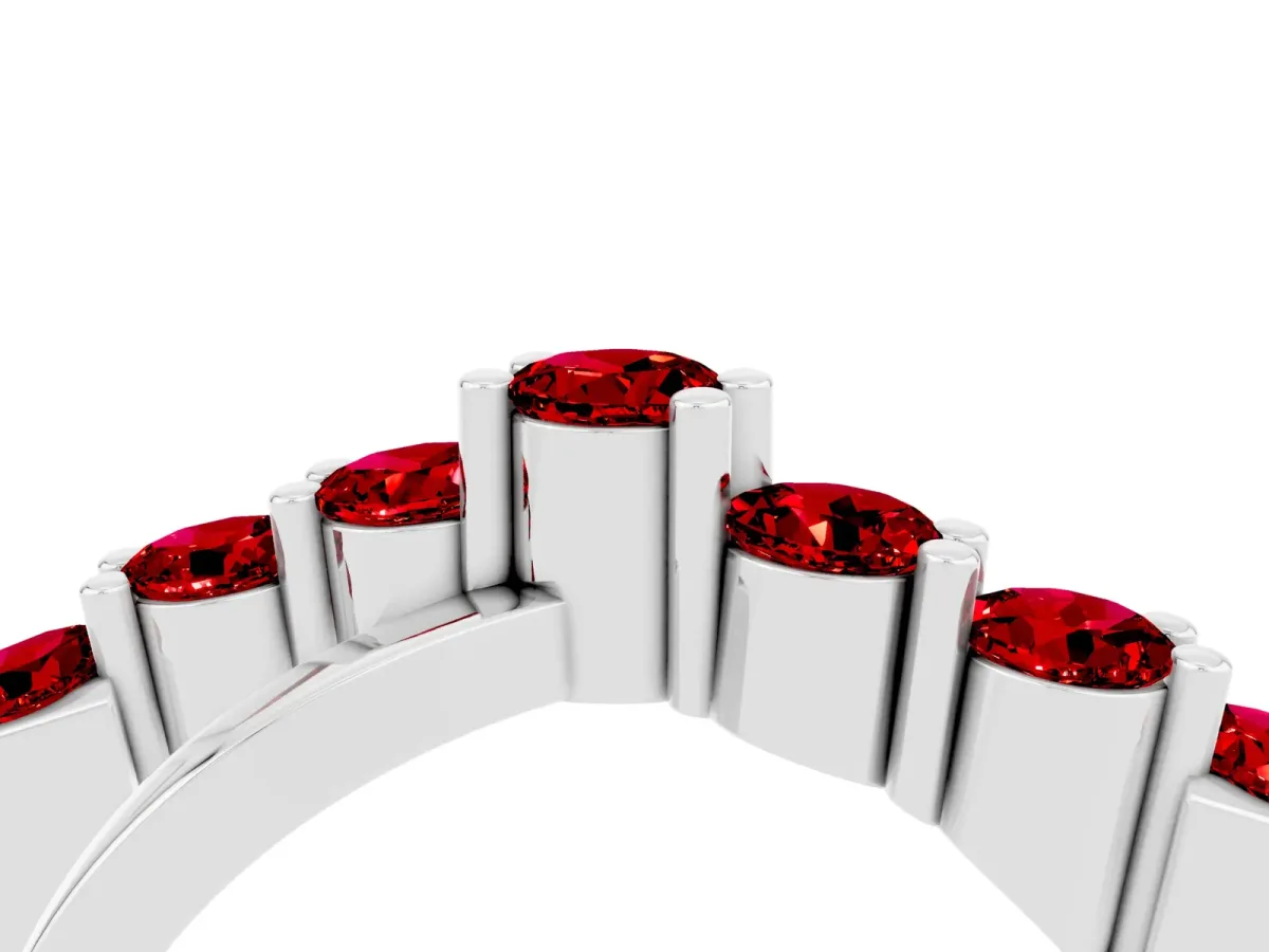 Round Ruby Prong-Set Crossover Band Silver