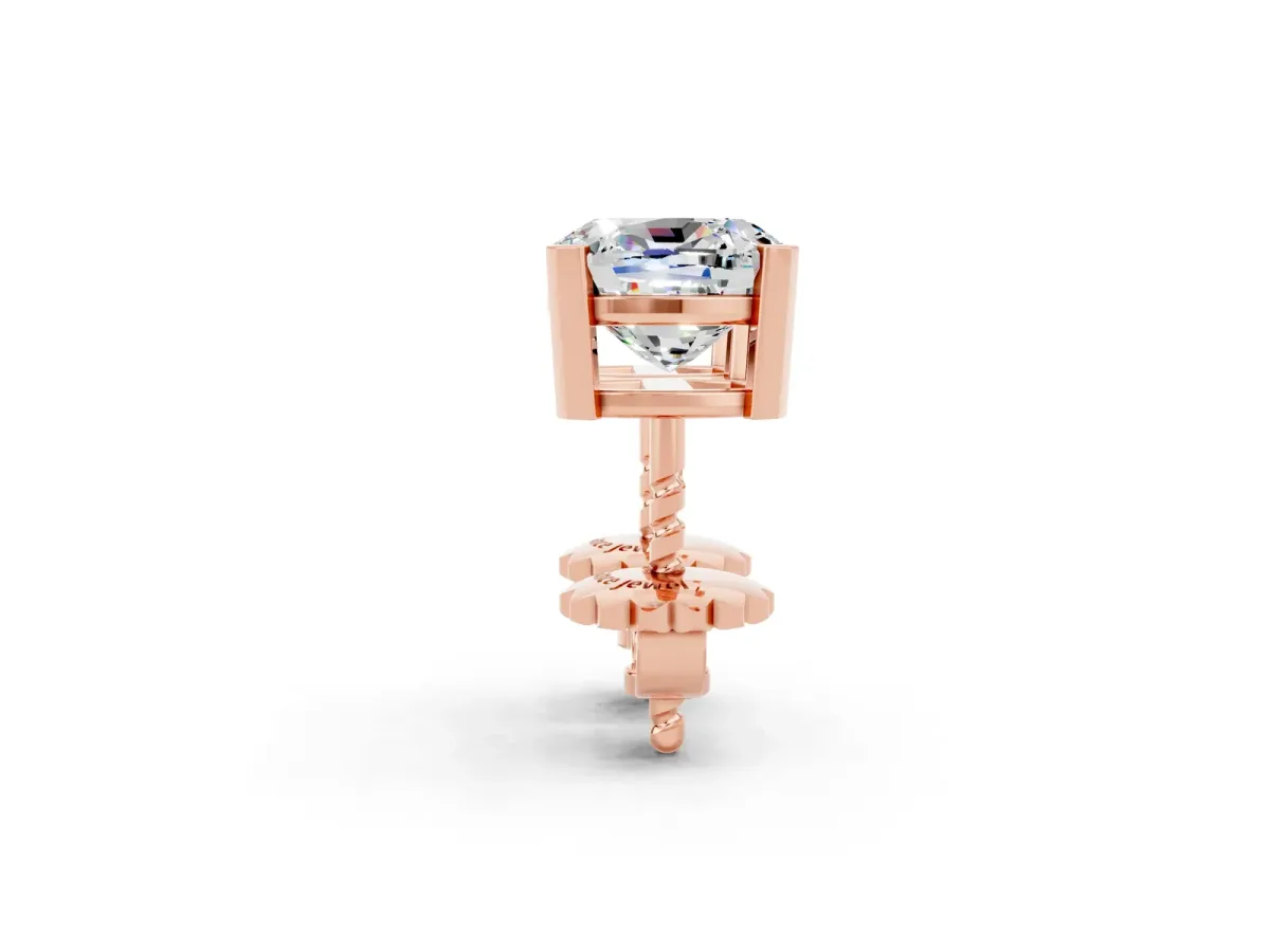 Cushion Cut Moissanite Stud Earrings Rose gold
