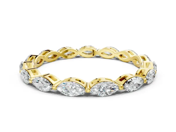 Marquise Diamond Eternity Band with U-Prong Setting Yellow gold