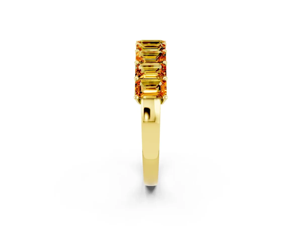 Emerald Cut Citrine Prong-Set Eternity Band Yellow gold