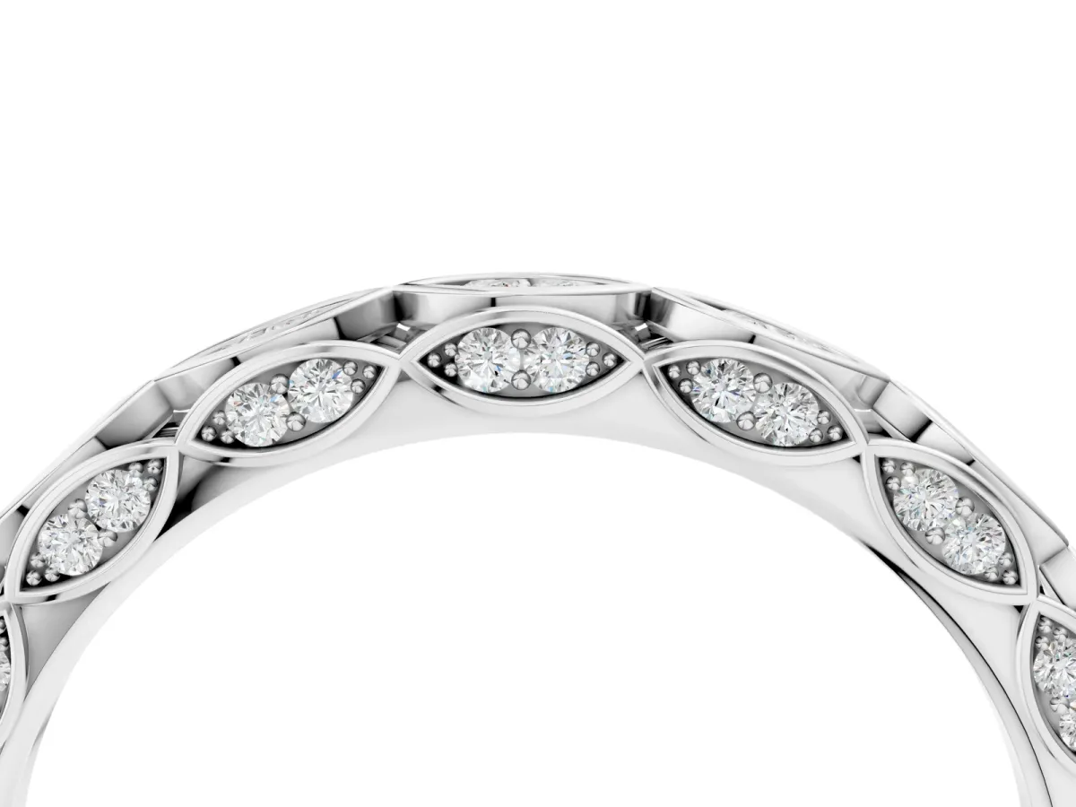 Marquise Diamond Eternity Band with Pavé and Bezel Setting Silver