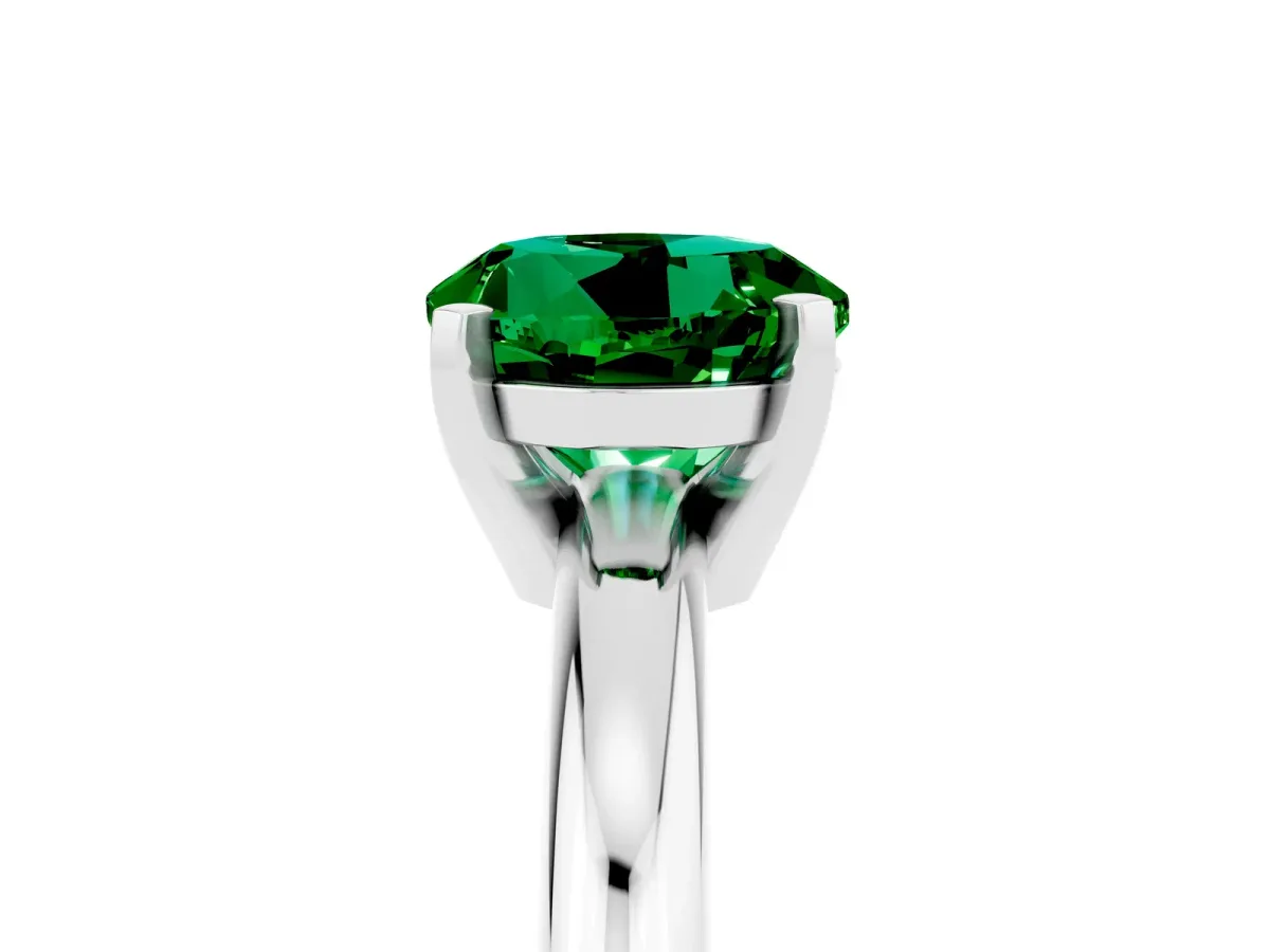 Pavé Round Emerald Twist Band Silver