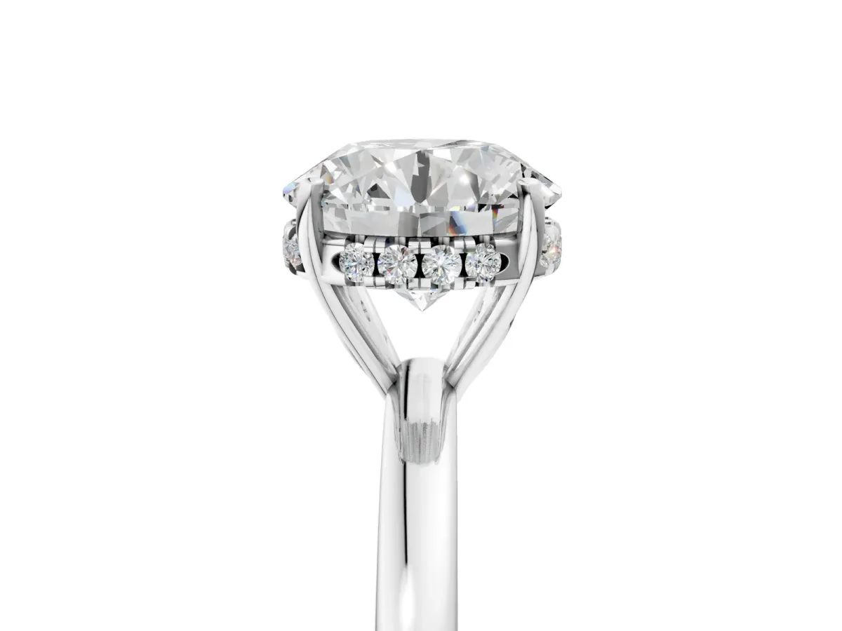 Round Cut Solitaire Diamond Ring with Prong Setting and Plain Band Platinum