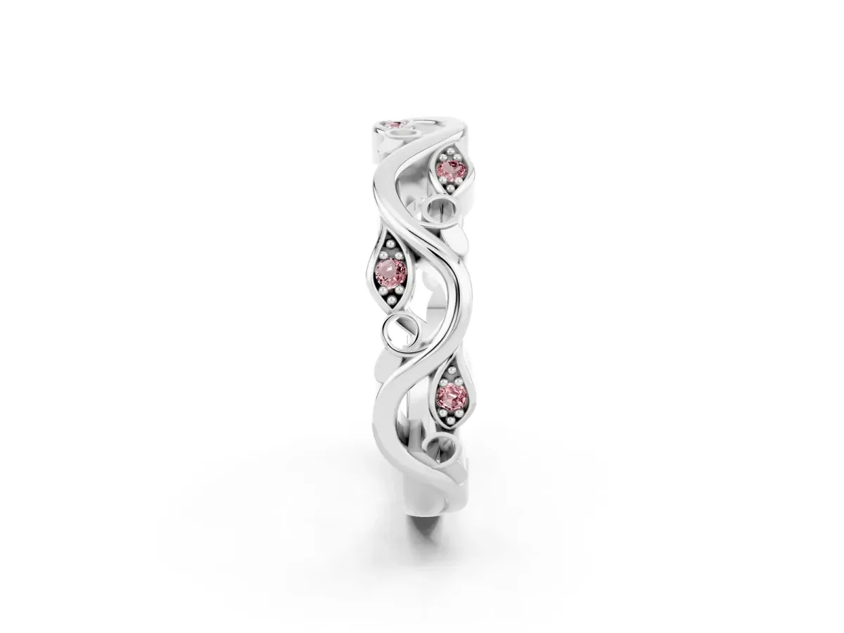 Marquise Morganite Vine Eternity Band with Bezel Setting Platinum