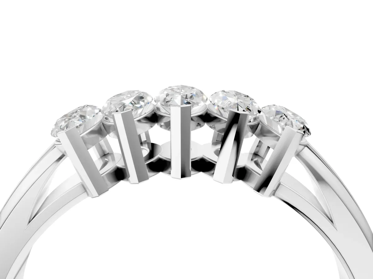 Five-Stone Marquise Diamond Split Shank Ring with Shared Prong Setting White gold