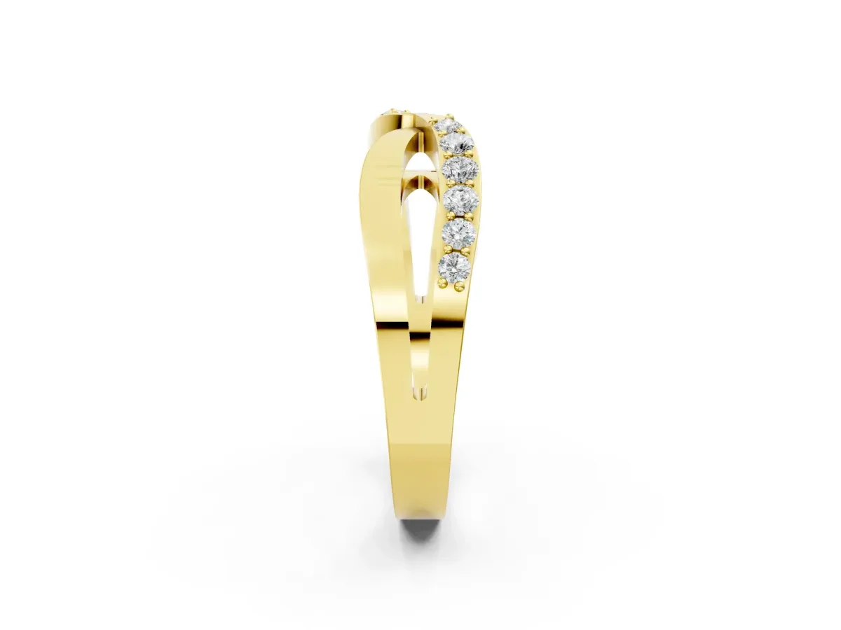 Twist Pave Round Diamond Infinity Band with Channel Setting Yellow gold