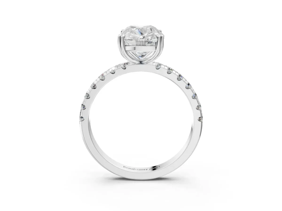 Old Mine Elongated Cushion Diamond Pave Band Ring Platinum
