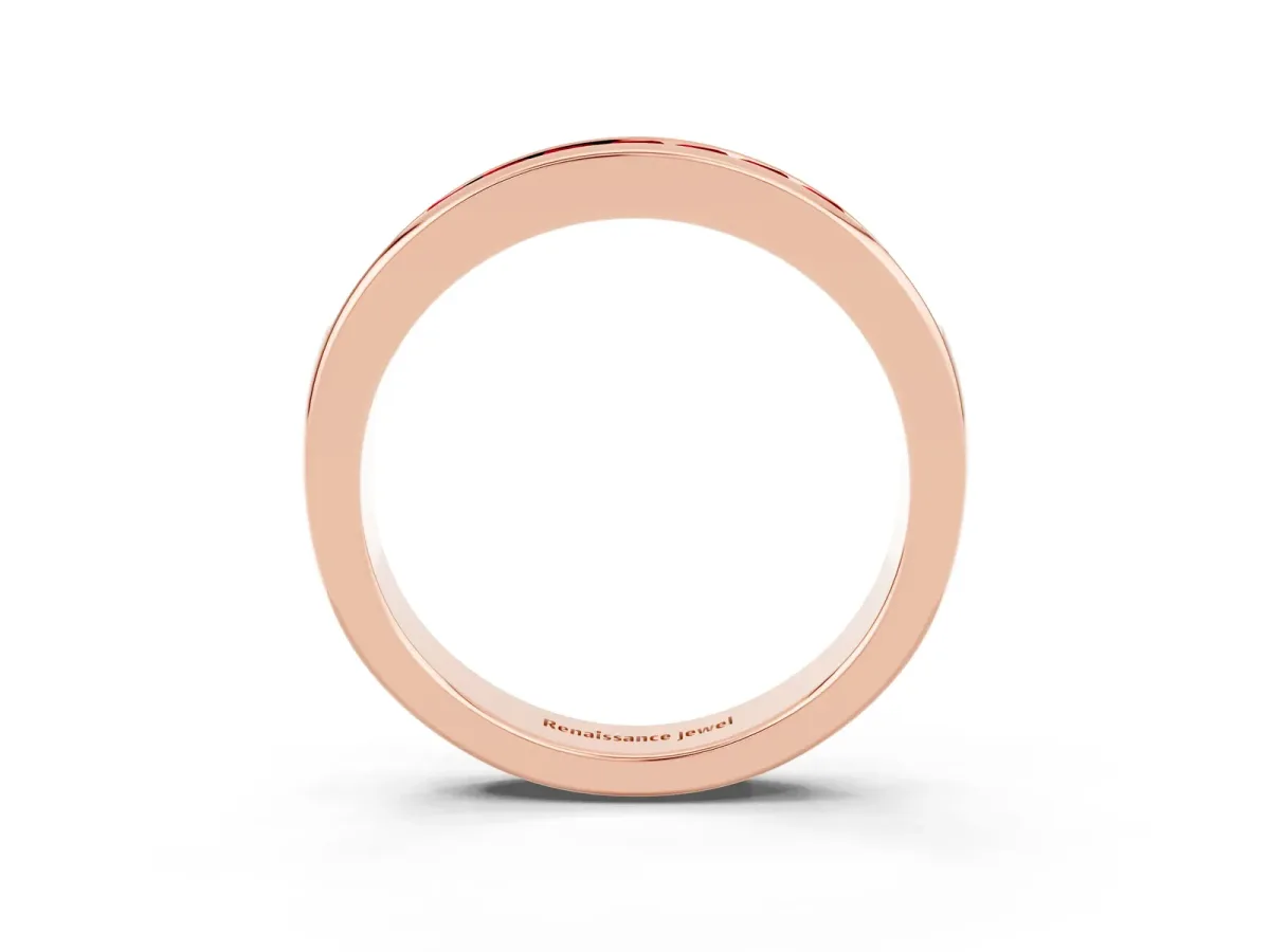 Channel Set Princess Cut Ruby Eternity Band Rose gold