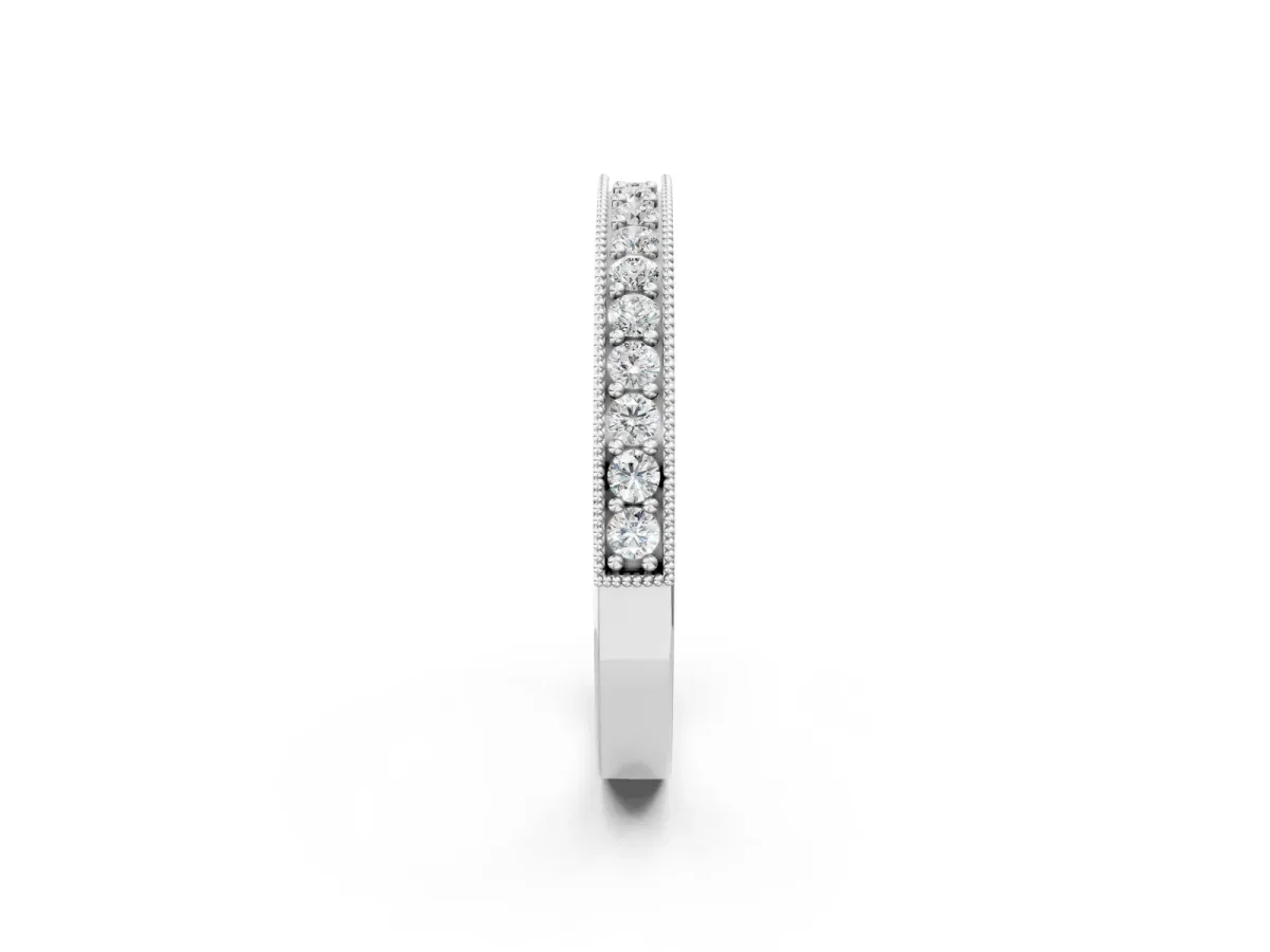 Round Diamond Milgrain Pavé Eternity Band Platinum