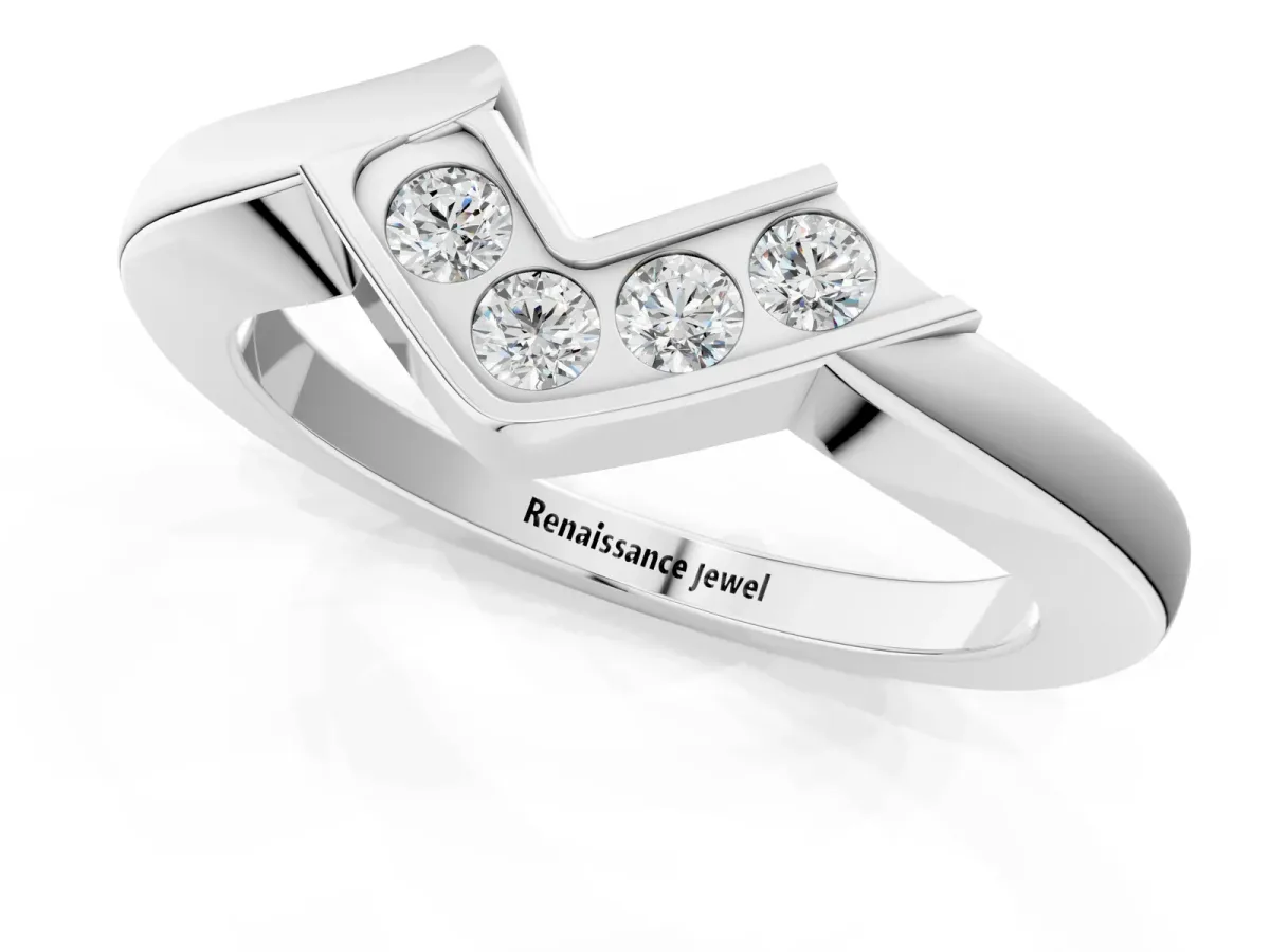 Channel-Set Round Diamond Twist Band Silver
