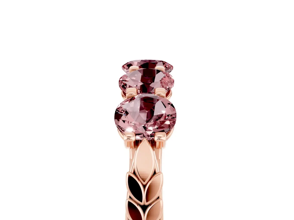 Five-Stone Round Morganite Prong-Set Band Rose gold