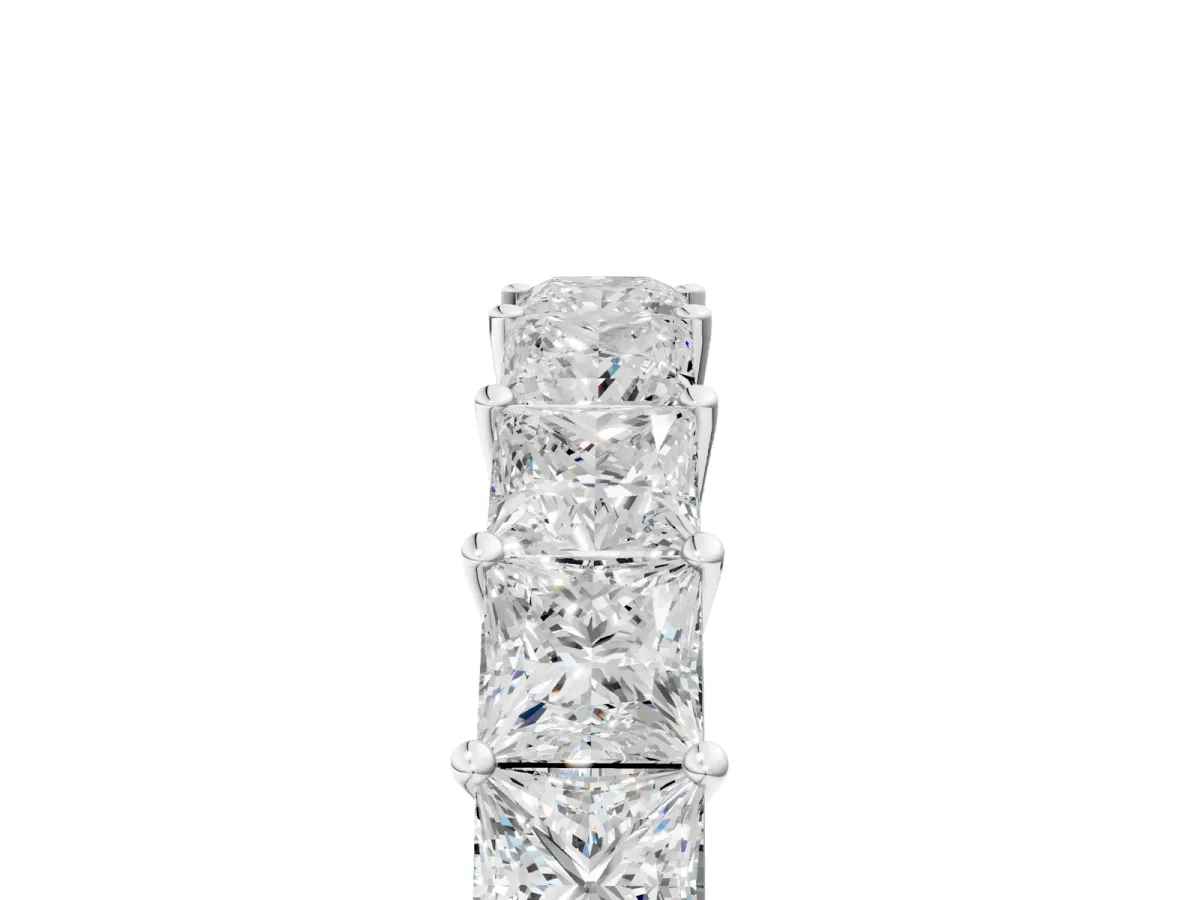 Princess Cut Half Eternity Band with Shared Prong Setting Platinum