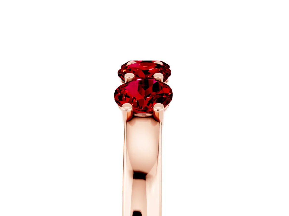 Four-Stone Round Ruby Prong-Set Band Rose gold