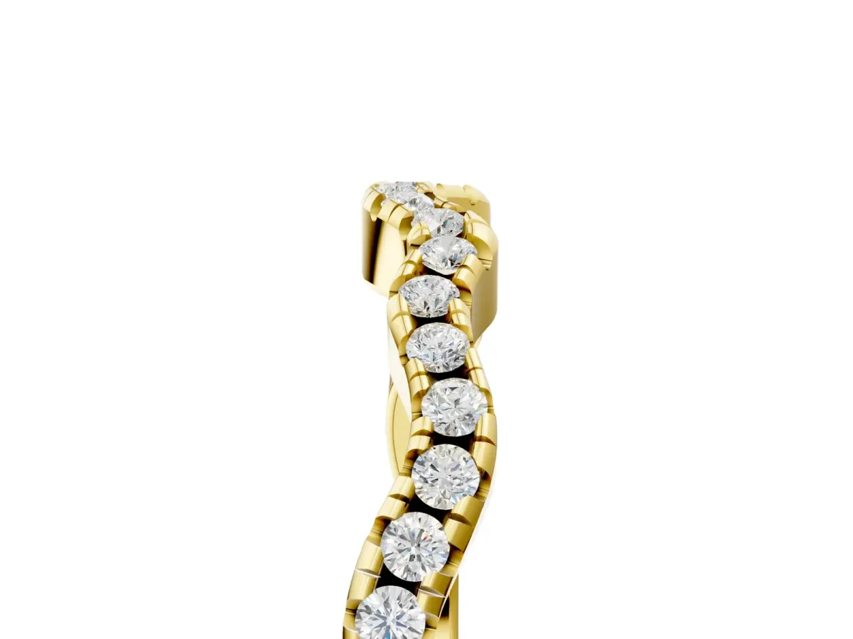 Pavé Round Diamond Curved Eternity Band Yellow gold