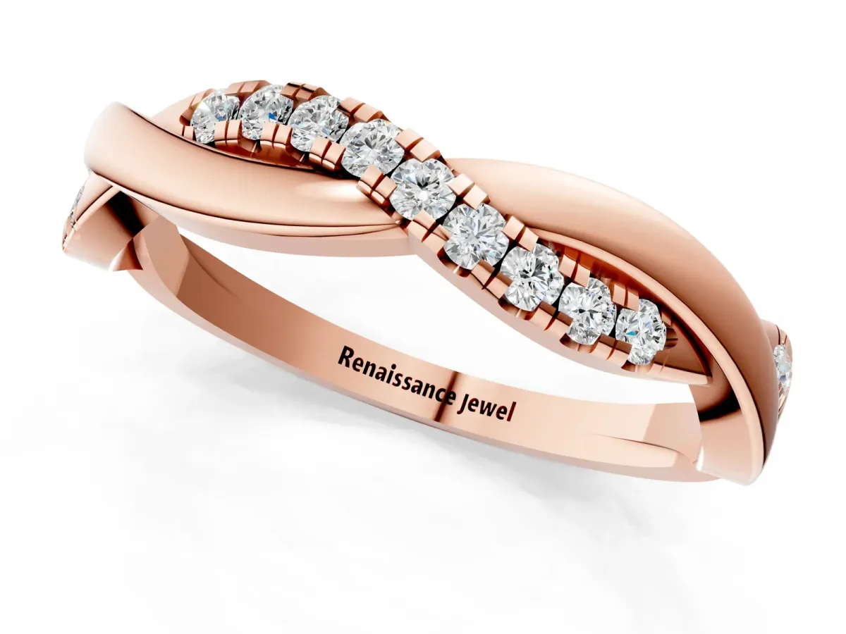 Twisted Pavé Round Diamond Infinity Band Rose gold