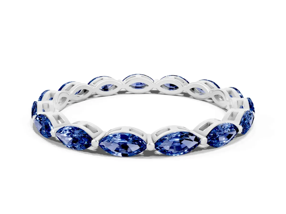 Marquise Blue Sapphire Eternity Band with U-Prong Setting Silver