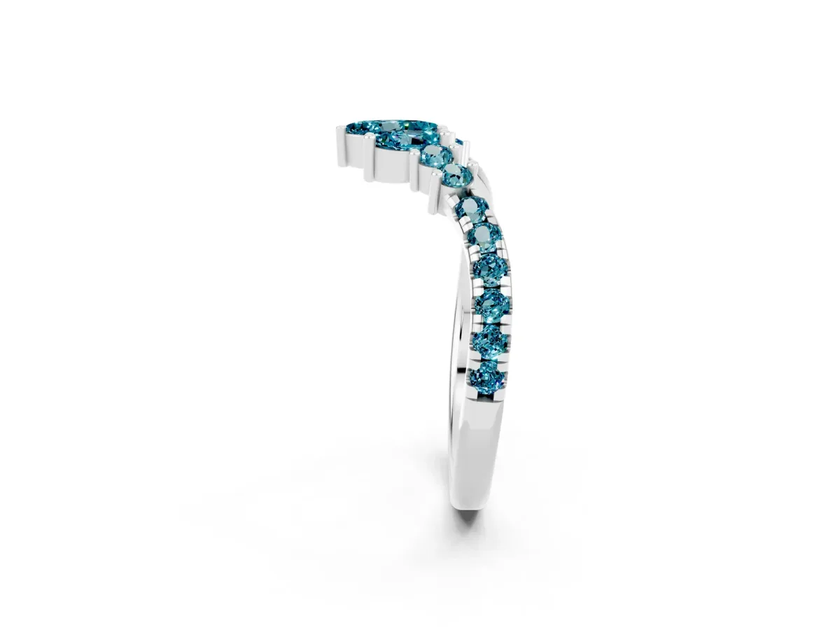 Chevron Marquise and Round Blue Topaz Open Band with Prong Setting Silver