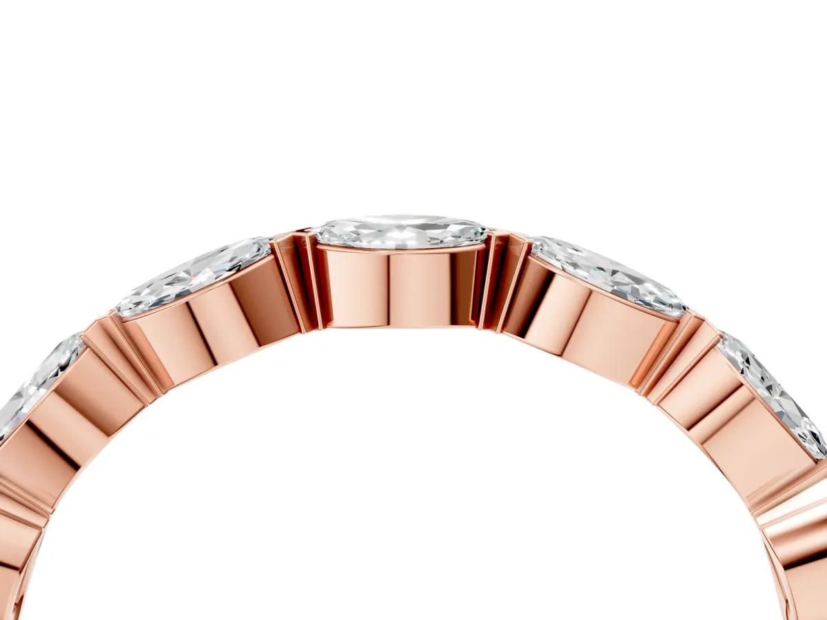 Marquise Diamond Eternity Band with Bezel Setting Rose gold