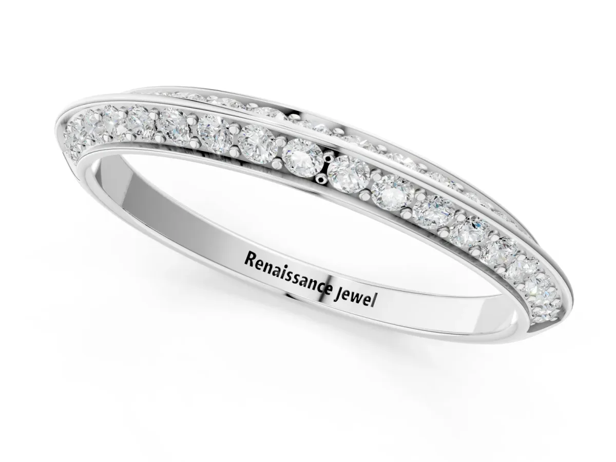 Double Row Pavé Round Diamond Eternity Band with Channel Setting Silver