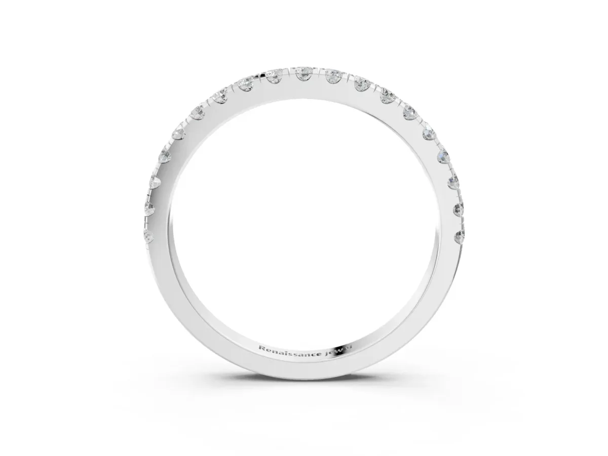Round Diamond Classic Half Eternity Band with Shared Prong Setting Silver