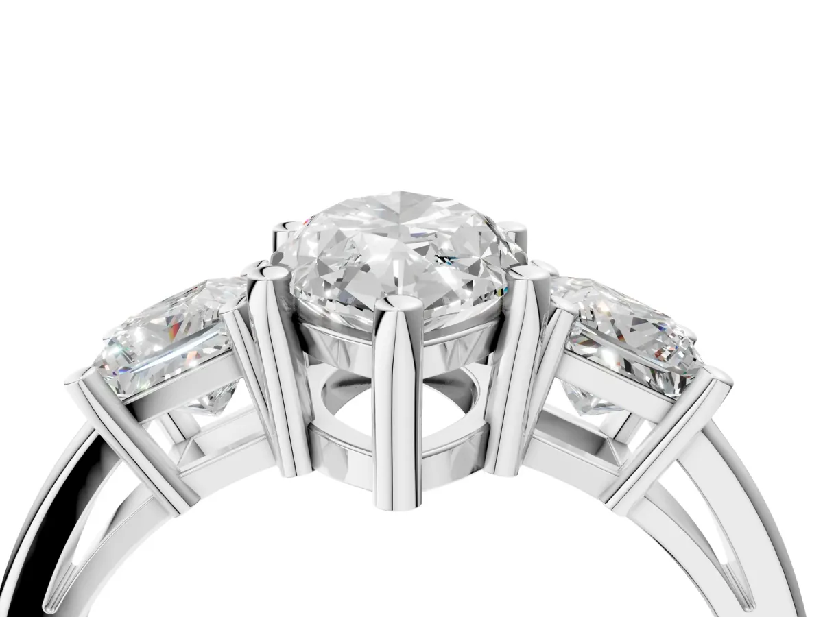 Three-Stone Marquise Cut Cut Solitaire Ring with Prong Setting White gold
