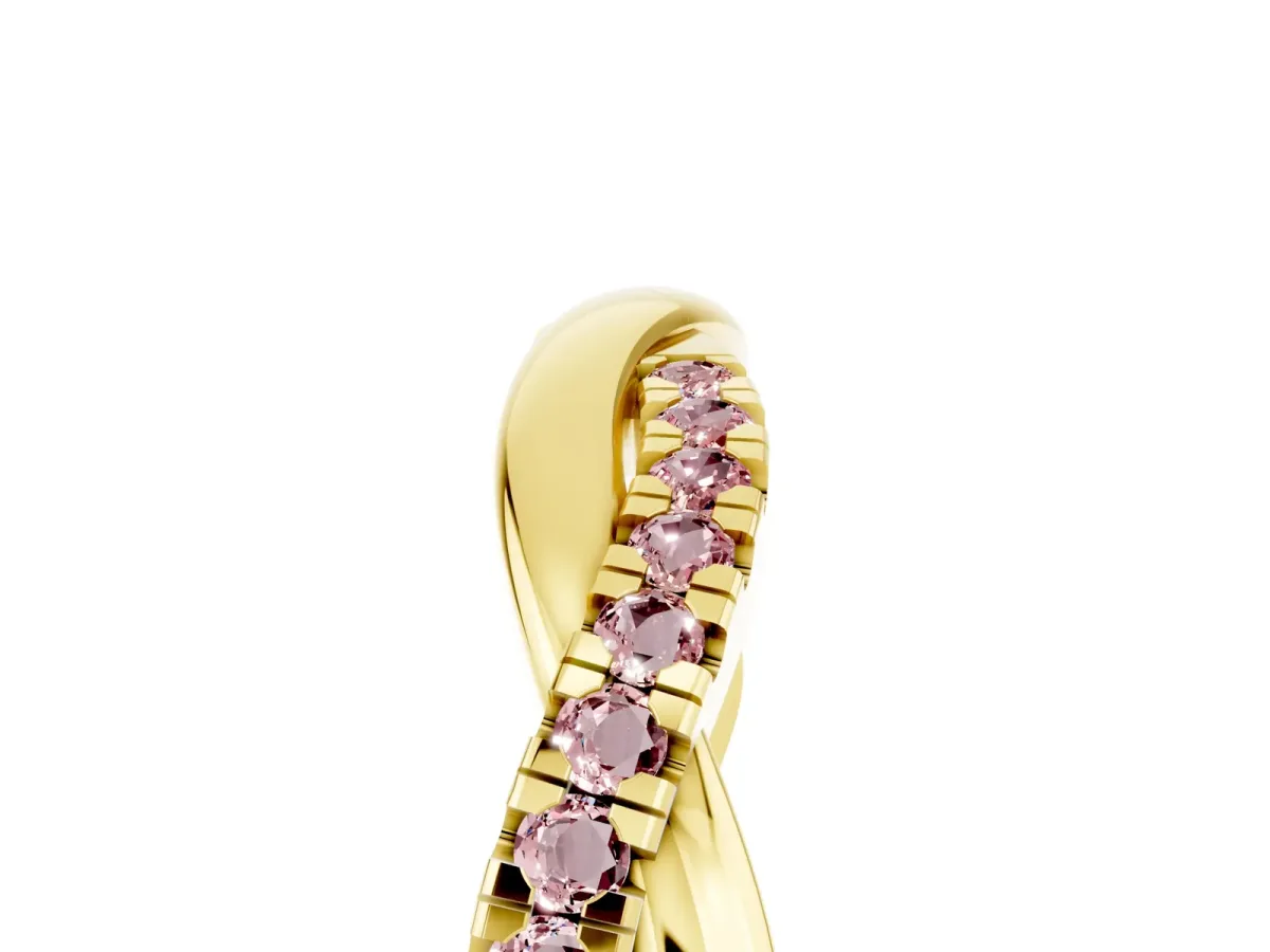 Round Morganite Twisted Infinity Band with Prong Setting Yellow gold