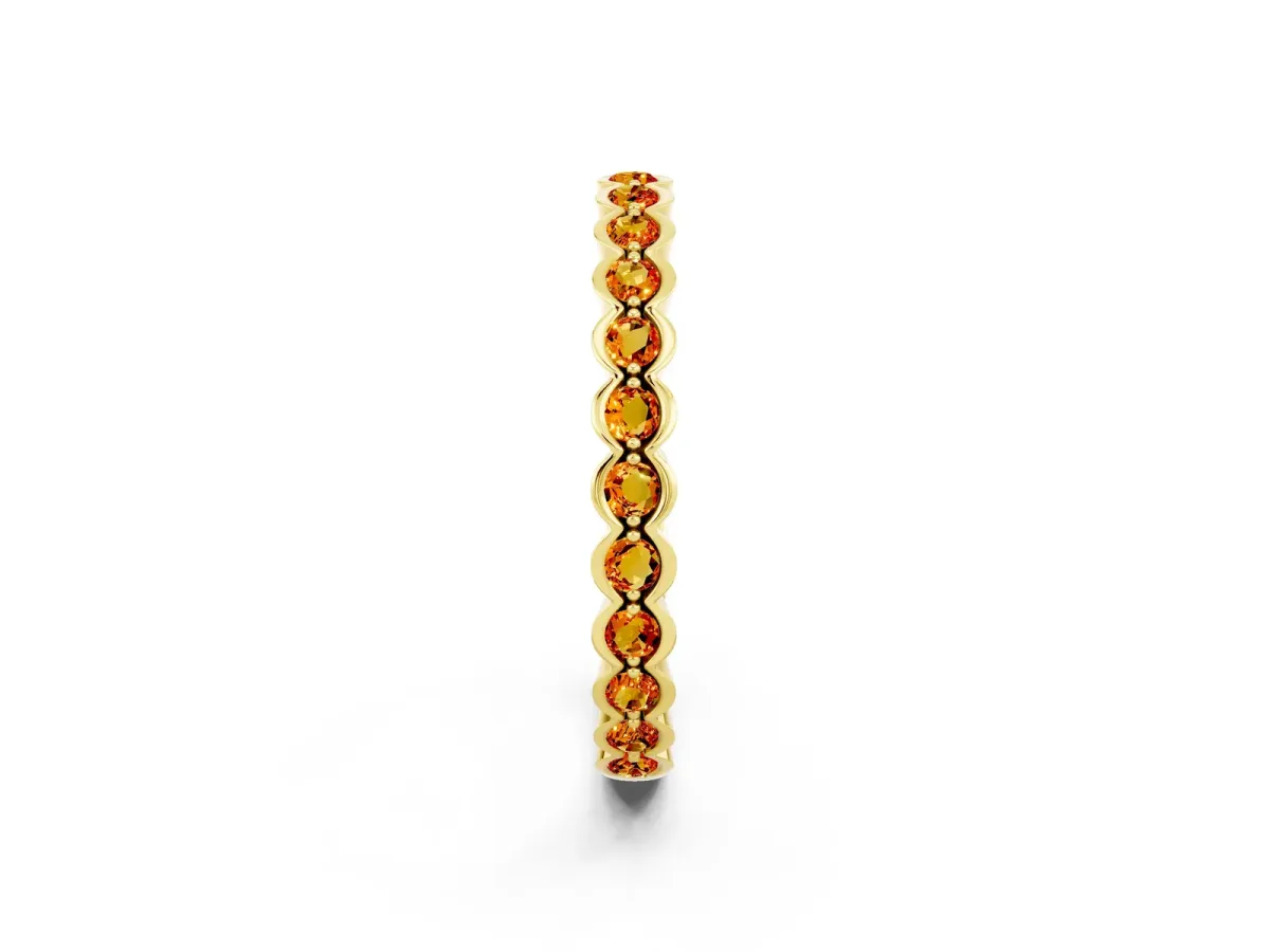 Round Citrine Bezel Set Eternity Band Yellow gold