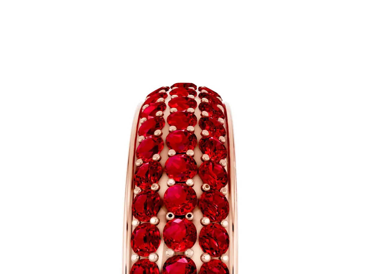 Three-Row Round Ruby Eternity Band with Shared Prong Setting Rose gold