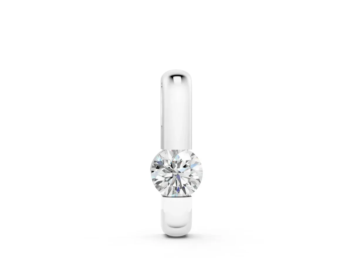 Round Bezel-Set Diamond Pendant Silver
