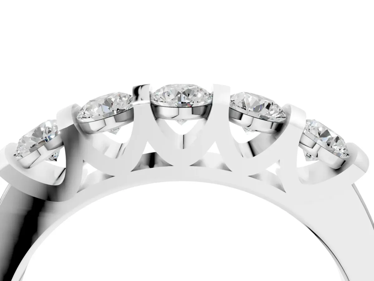 Five-Stone Round Diamond Half-Eternity Bar-Set Ring White gold