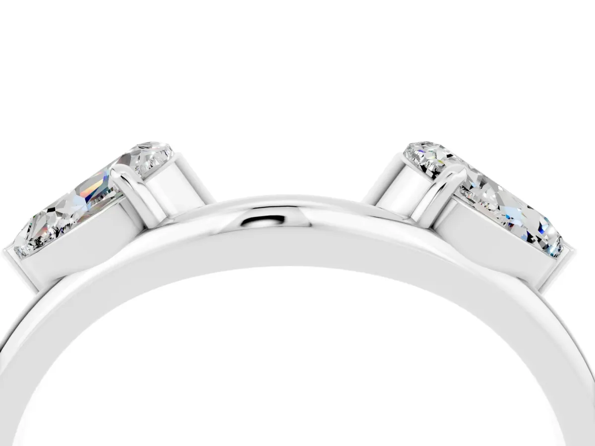 Two-Stone Pear Moissanite Bypass Ring with Prong Setting White gold