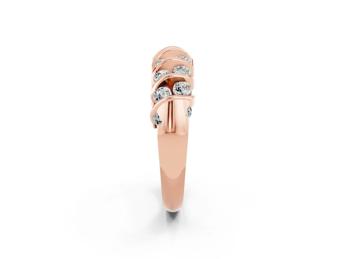 Channel Set Round Moissanite Multi-Row Band Rose gold