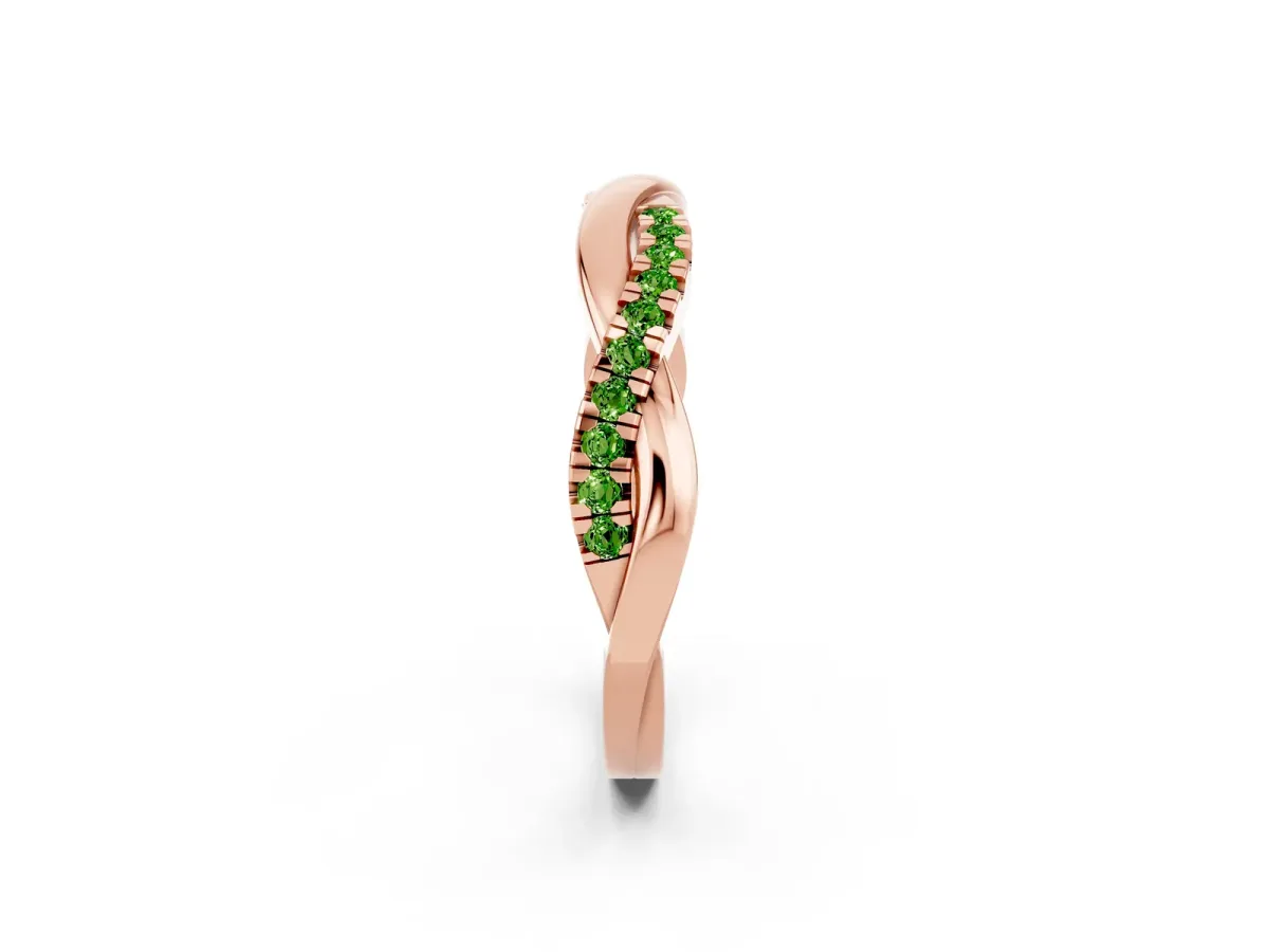 Round Peridot Twisted Infinity Band with Prong Setting Rose gold