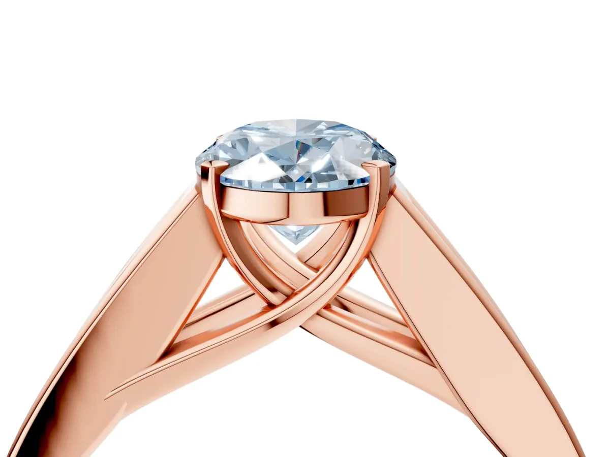 Fancy Blue Oval Cut Cut Channel Set Solitaire Ring with Four-Prong Setting Rose gold