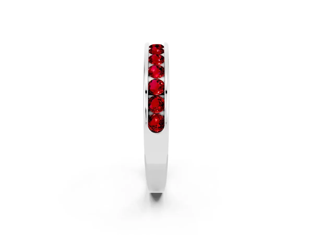 Channel Set Round Ruby Eternity Band Silver