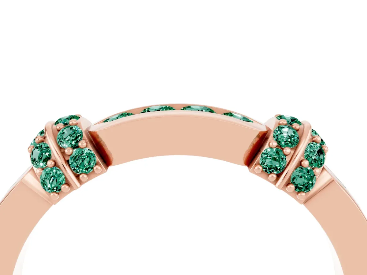 Pavé Round Green Sapphire Link Band with Bezel Setting Rose gold