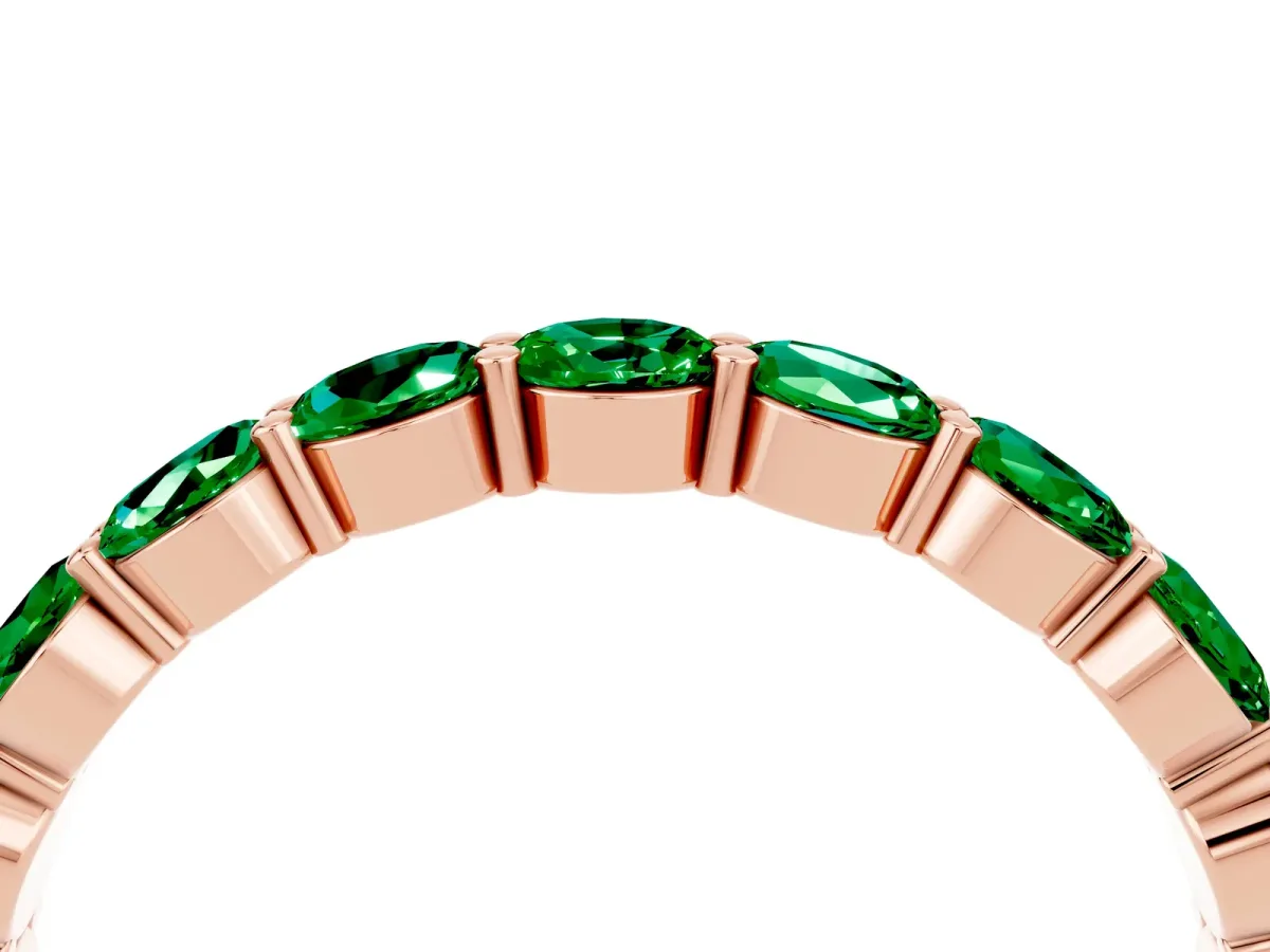 Round Emerald Eternity Band with U-Prong Setting Rose gold