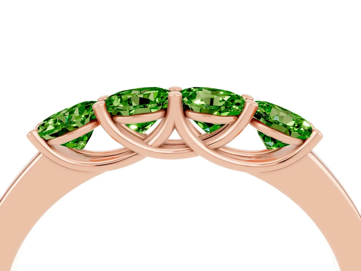 Four-Stone Round Peridot Prong-Set Band Rose gold