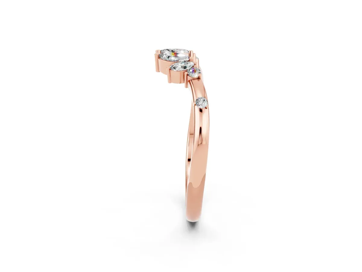 Open Marquise Cluster Moissanite Band with Prong Setting Rose gold