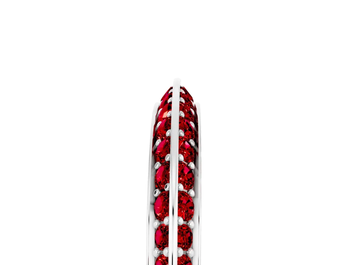 Double Row Pavé Round Ruby Eternity Band with Channel Setting Silver