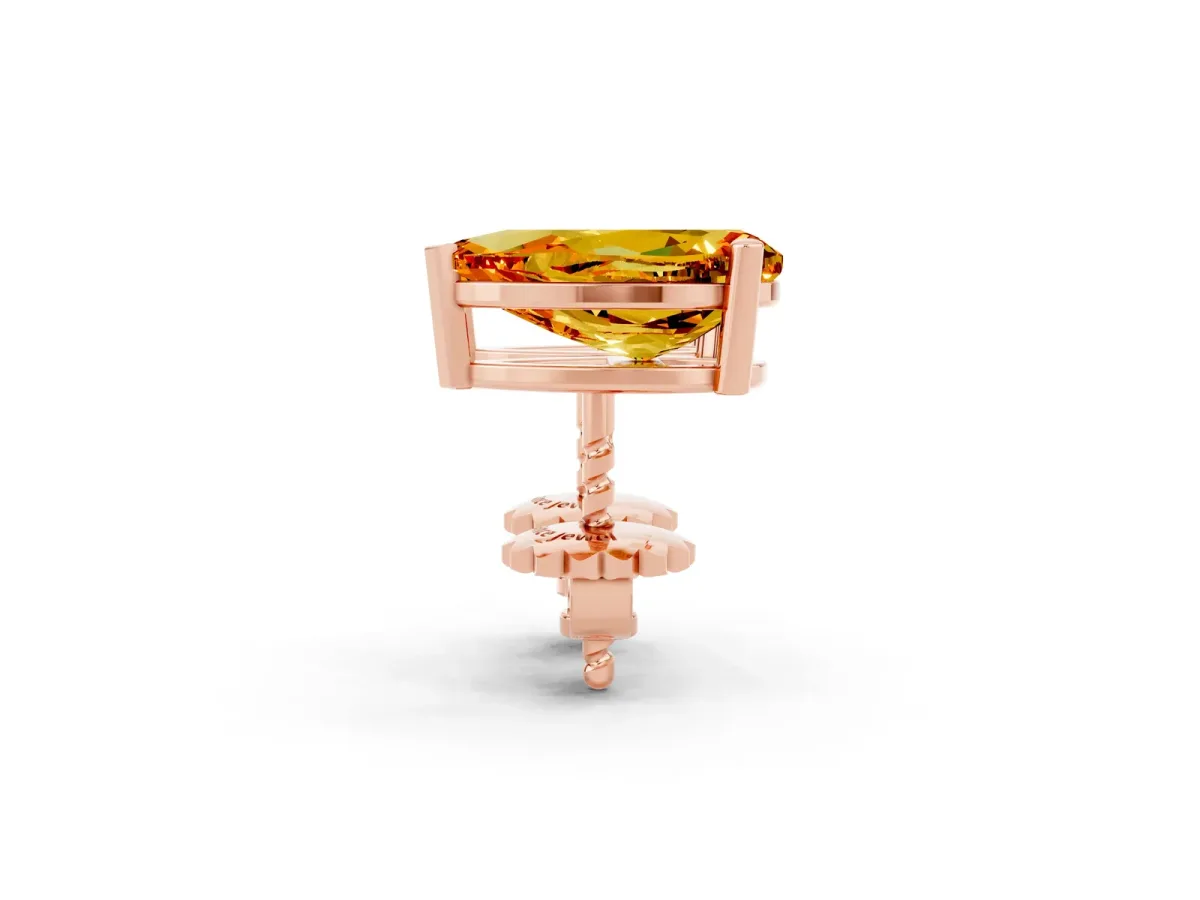 Pear Cut Citrine Stud Earrings Rose gold