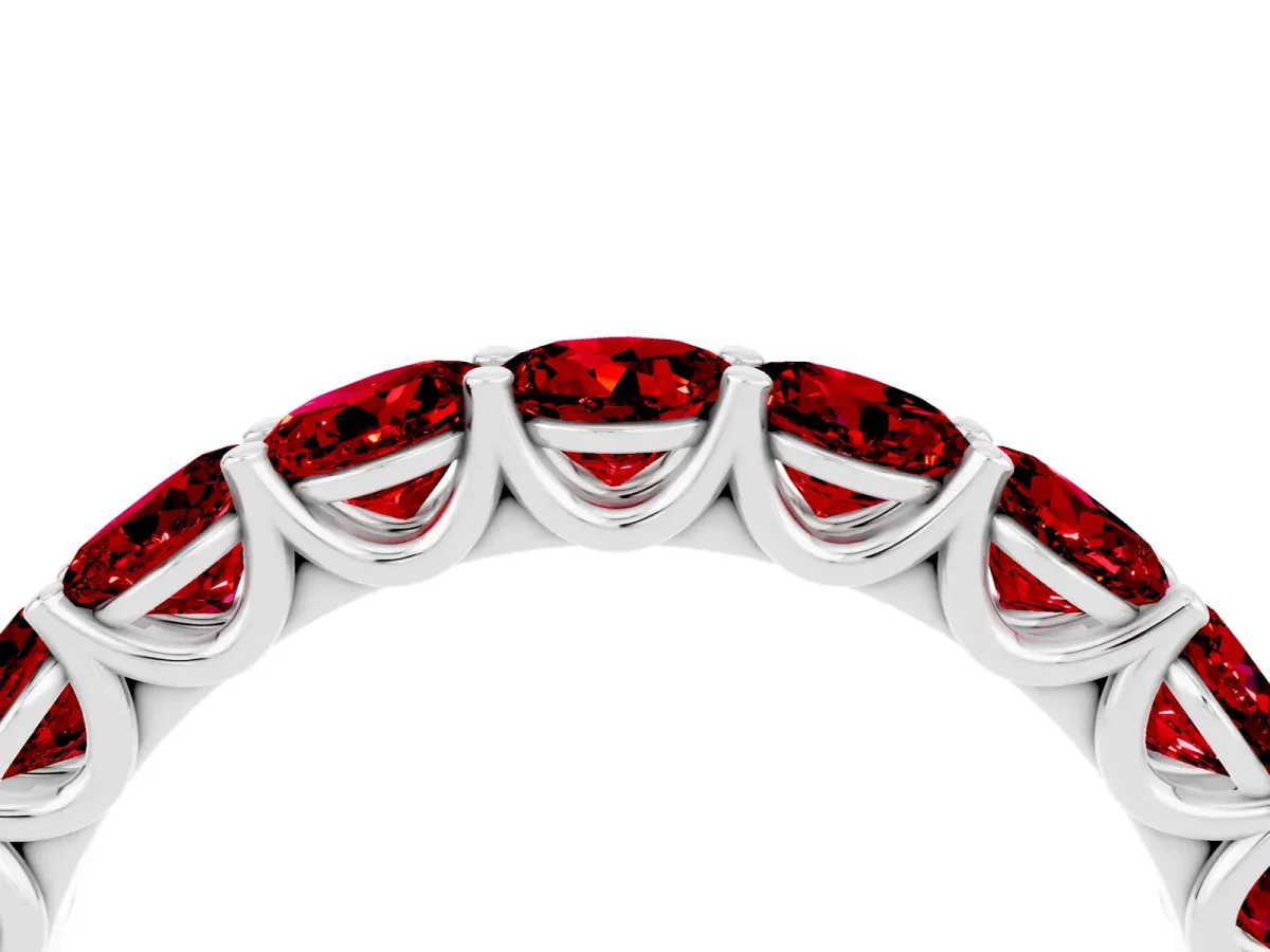 Round Ruby Shared Prong Eternity Band Platinum