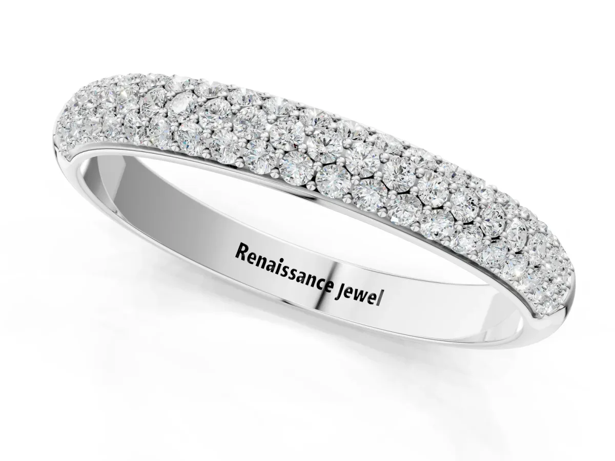 Pavé Round Diamond White Gold Eternity Band Silver